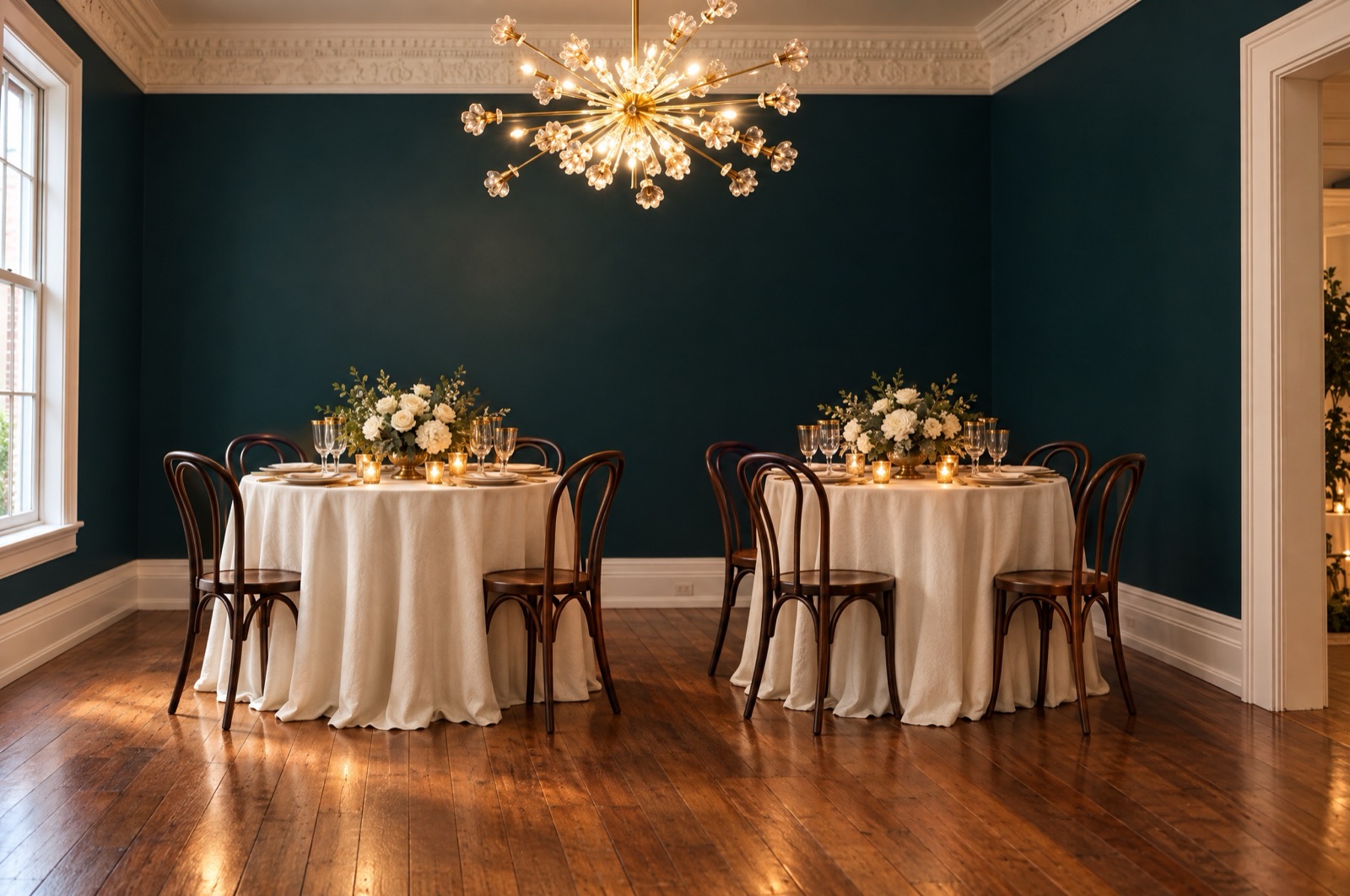 The Snowden Room set with round tables