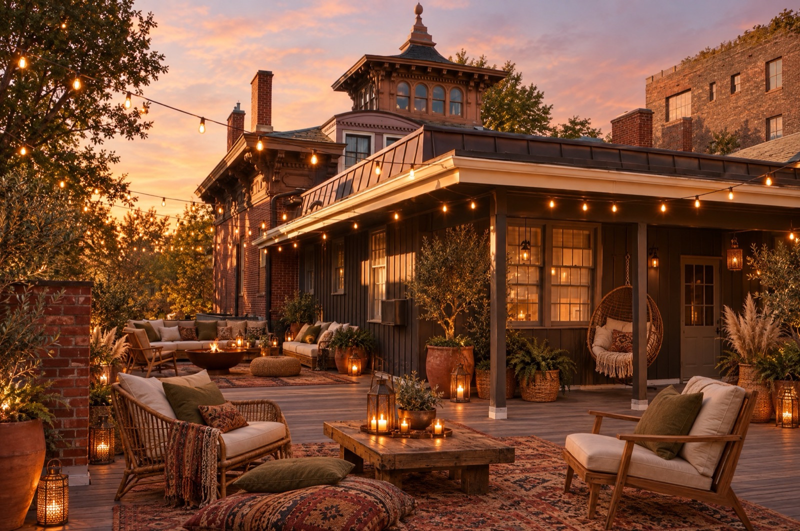 The rooftop terrace with the cupola rising behind